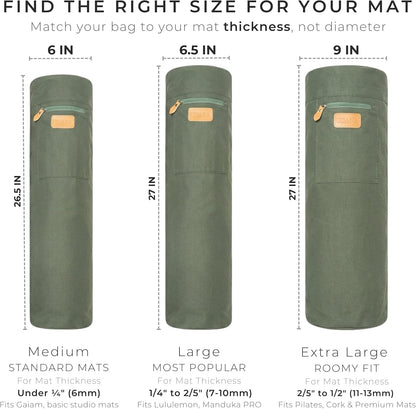 UDANA Canvas Yoga Mat Bag for Women & Men, Full-Zip Carrier with 3 Pockets & Adjustable Strap, Stylish Gym & Pilates Bag – Available in Multiple Sizes