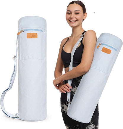 UDANA Canvas Yoga Mat Bag for Women & Men, Full-Zip Carrier with 3 Pockets & Adjustable Strap, Stylish Gym & Pilates Bag – Available in Multiple Sizes