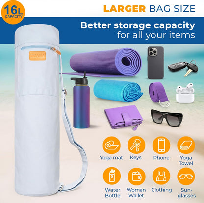UDANA Canvas Yoga Mat Bag for Women & Men, Full-Zip Carrier with 3 Pockets & Adjustable Strap, Stylish Gym & Pilates Bag – Available in Multiple Sizes