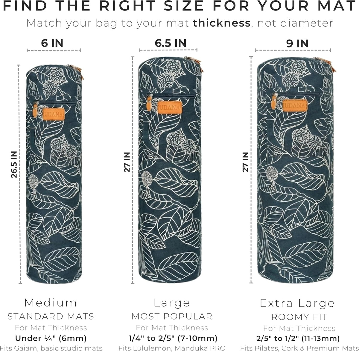 UDANA Canvas Yoga Mat Bag for Women & Men, Full-Zip Carrier with 3 Pockets & Adjustable Strap, Stylish Gym & Pilates Bag – Available in Multiple Sizes