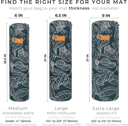 UDANA Canvas Yoga Mat Bag for Women & Men, Full-Zip Carrier with 3 Pockets & Adjustable Strap, Stylish Gym & Pilates Bag – Available in Multiple Sizes