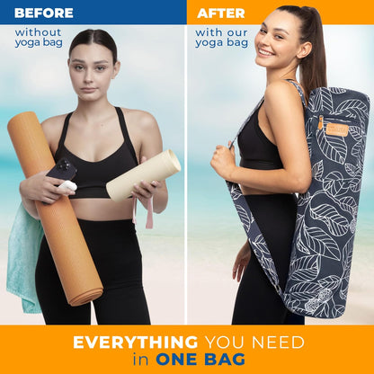 UDANA Canvas Yoga Mat Bag for Women & Men, Full-Zip Carrier with 3 Pockets & Adjustable Strap, Stylish Gym & Pilates Bag – Available in Multiple Sizes