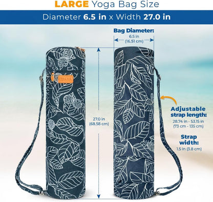 UDANA Canvas Yoga Mat Bag for Women & Men, Full-Zip Carrier with 3 Pockets & Adjustable Strap, Stylish Gym & Pilates Bag – Available in Multiple Sizes