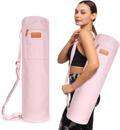 UDANA Canvas Yoga Mat Bag for Women & Men, Full-Zip Carrier with 3 Pockets & Adjustable Strap, Stylish Gym & Pilates Bag – Available in Multiple Sizes