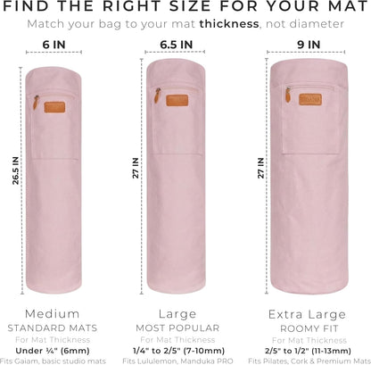 UDANA Canvas Yoga Mat Bag for Women & Men, Full-Zip Carrier with 3 Pockets & Adjustable Strap, Stylish Gym & Pilates Bag – Available in Multiple Sizes
