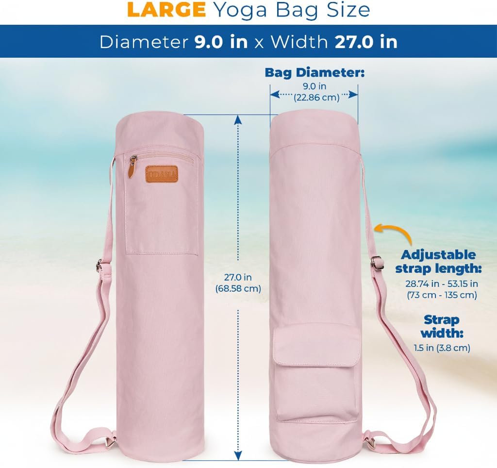 UDANA Canvas Yoga Mat Bag for Women & Men, Full-Zip Carrier with 3 Pockets & Adjustable Strap, Stylish Gym & Pilates Bag – Available in Multiple Sizes