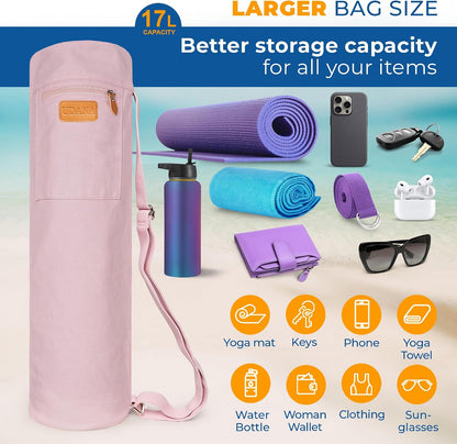 UDANA Canvas Yoga Mat Bag for Women & Men, Full-Zip Carrier with 3 Pockets & Adjustable Strap, Stylish Gym & Pilates Bag – Available in Multiple Sizes