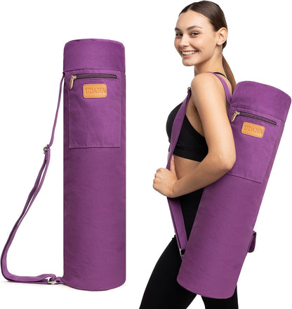 UDANA Canvas Yoga Mat Bag for Women & Men, Full-Zip Carrier with 3 Pockets & Adjustable Strap, Stylish Gym & Pilates Bag – Available in Multiple Sizes