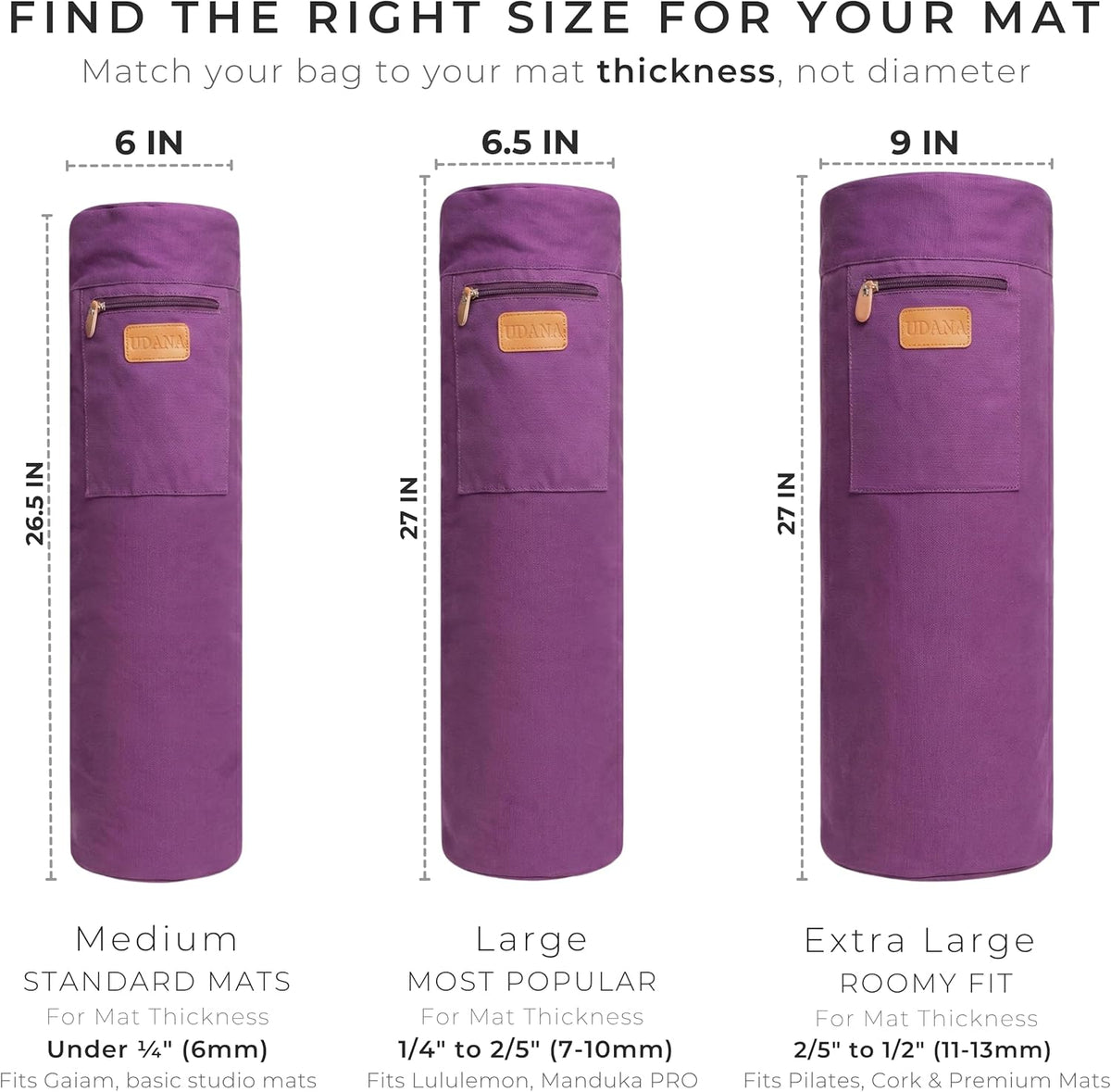 UDANA Canvas Yoga Mat Bag for Women & Men, Full-Zip Carrier with 3 Pockets & Adjustable Strap, Stylish Gym & Pilates Bag – Available in Multiple Sizes