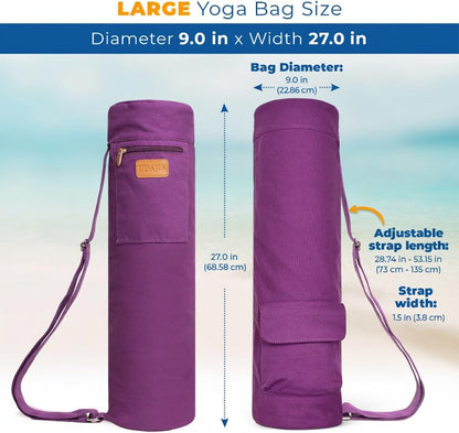 UDANA Canvas Yoga Mat Bag for Women & Men, Full-Zip Carrier with 3 Pockets & Adjustable Strap, Stylish Gym & Pilates Bag – Available in Multiple Sizes