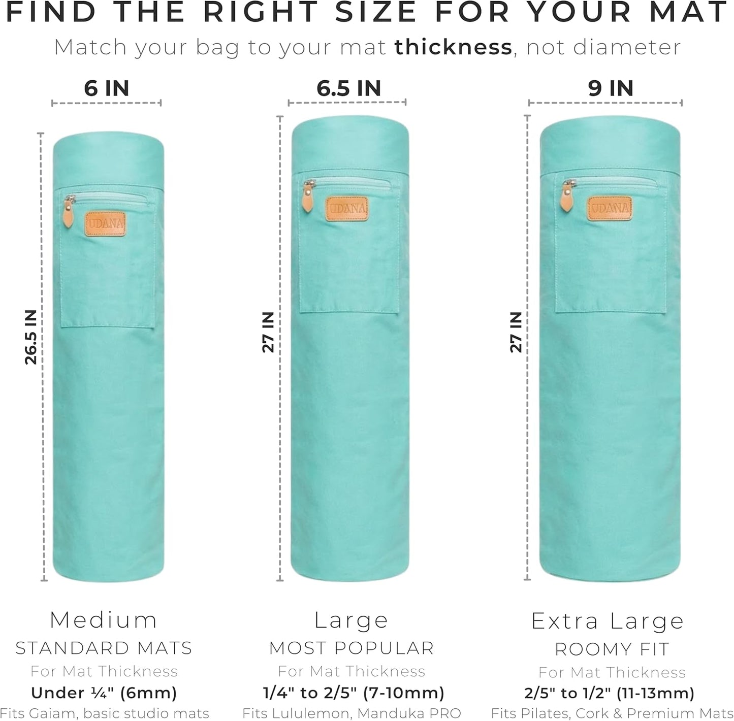 UDANA Canvas Yoga Mat Bag for Women & Men, Full-Zip Carrier with 3 Pockets & Adjustable Strap, Stylish Gym & Pilates Bag – Available in Multiple Sizes