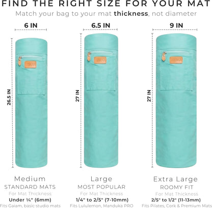 UDANA Canvas Yoga Mat Bag for Women & Men, Full-Zip Carrier with 3 Pockets & Adjustable Strap, Stylish Gym & Pilates Bag – Available in Multiple Sizes