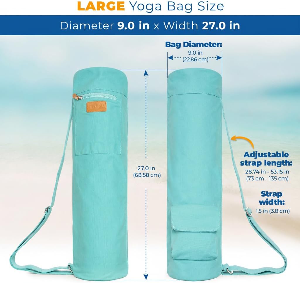 UDANA Canvas Yoga Mat Bag for Women & Men, Full-Zip Carrier with 3 Pockets & Adjustable Strap, Stylish Gym & Pilates Bag – Available in Multiple Sizes