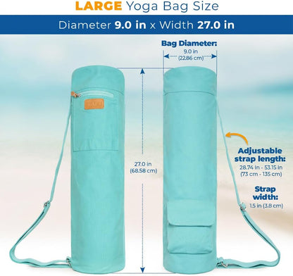 UDANA Canvas Yoga Mat Bag for Women & Men, Full-Zip Carrier with 3 Pockets & Adjustable Strap, Stylish Gym & Pilates Bag – Available in Multiple Sizes