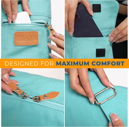 UDANA Canvas Yoga Mat Bag for Women & Men, Full-Zip Carrier with 3 Pockets & Adjustable Strap, Stylish Gym & Pilates Bag – Available in Multiple Sizes
