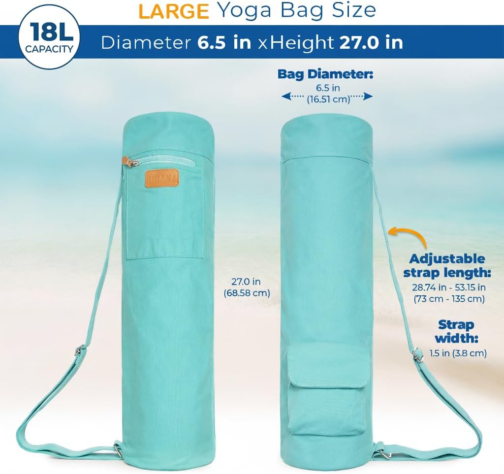 UDANA Canvas Yoga Mat Bag for Women & Men, Full-Zip Carrier with 3 Pockets & Adjustable Strap, Stylish Gym & Pilates Bag – Available in Multiple Sizes
