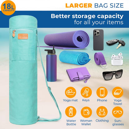 UDANA Canvas Yoga Mat Bag for Women & Men, Full-Zip Carrier with 3 Pockets & Adjustable Strap, Stylish Gym & Pilates Bag – Available in Multiple Sizes