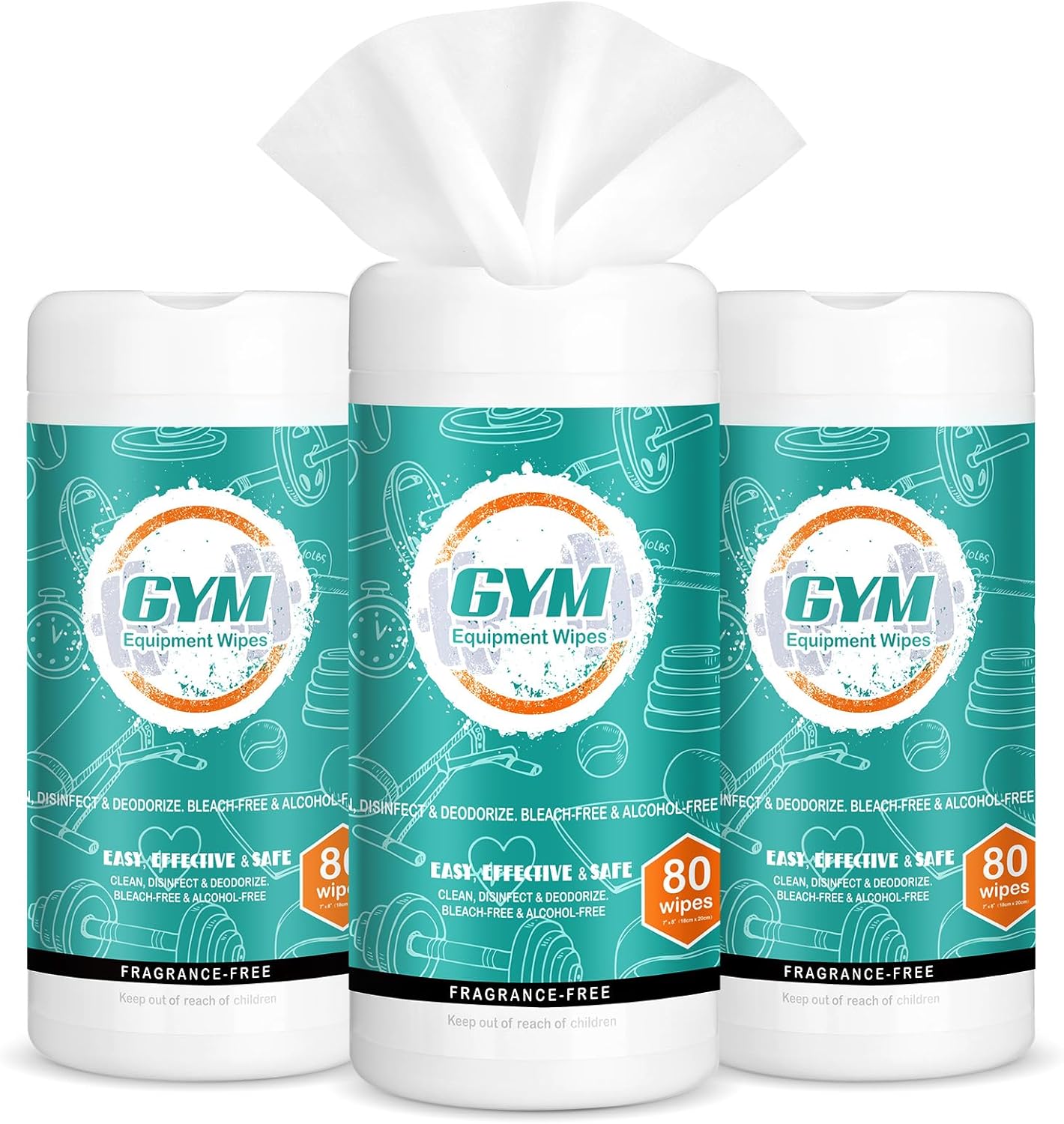 3 Pack Fitness Equipment Wipes, 240 Count, Cleaning Wipes for Yoga Mats, Pilates Studios, Gyms, Spas, Home Office Gym, Non Fragrance