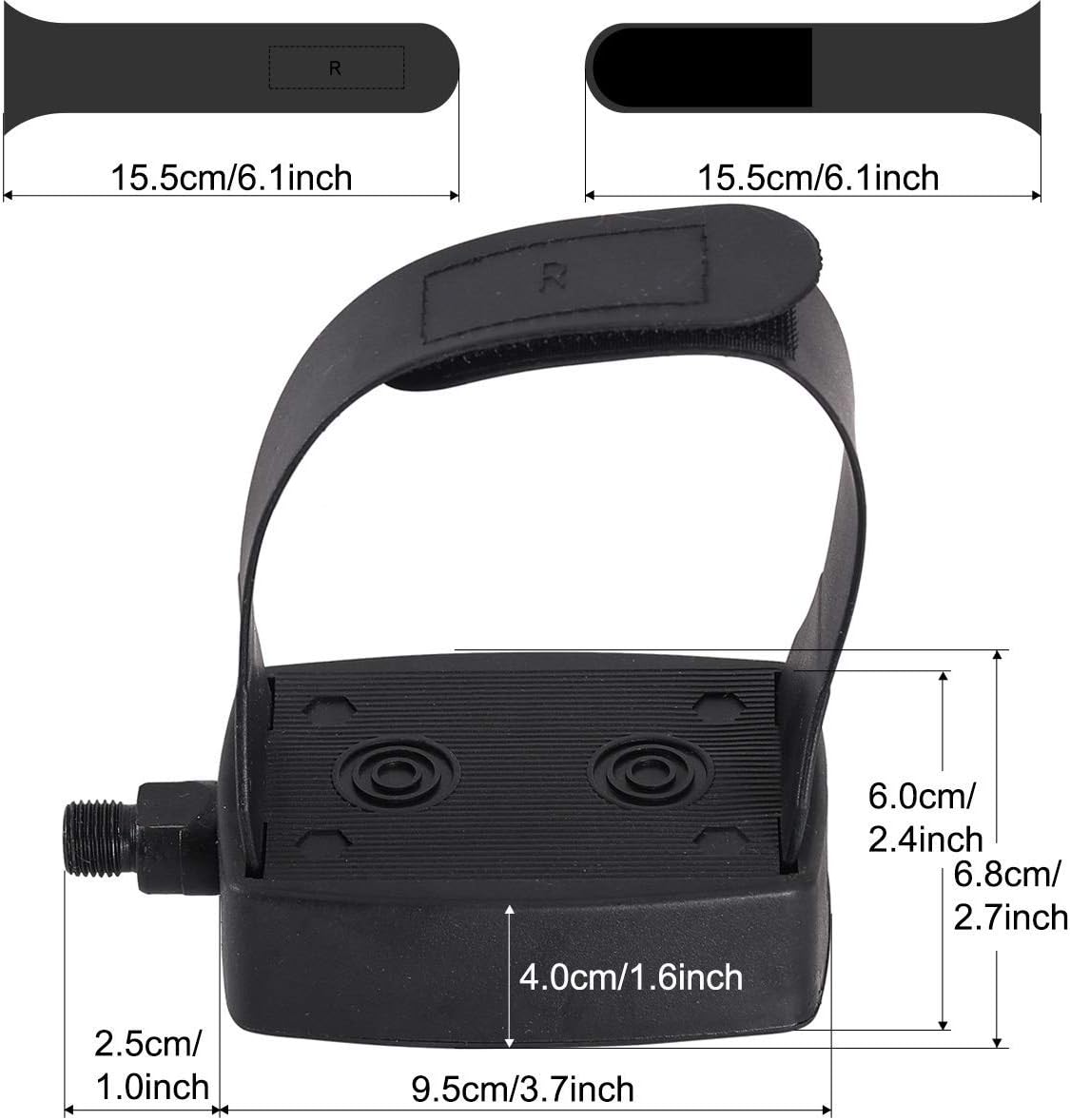 Exercise Bike Pedals with Straps with 9/16" Thread Spindle for Exercise Bike Indoor Stationary Bike, Indoor Home Gym, 1 Pair