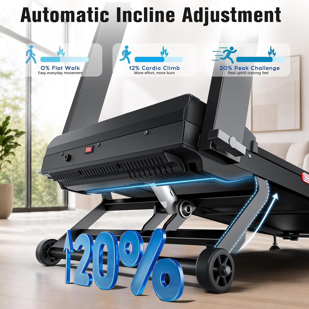 Treadmills for Home with 20% Auto Incline - Wide Belt, 8.7MPH Max Speed, 450LBS Capacity, 3.5HP Adjustable Height Handle Bars