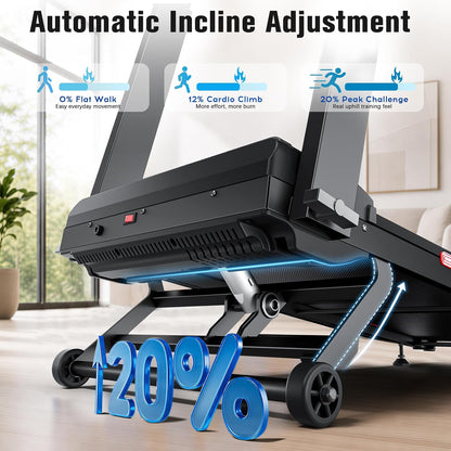 Treadmills for Home with 20% Auto Incline - Wide Belt, 8.7MPH Max Speed, 450LBS Capacity, 3.5HP Adjustable Height Handle Bars