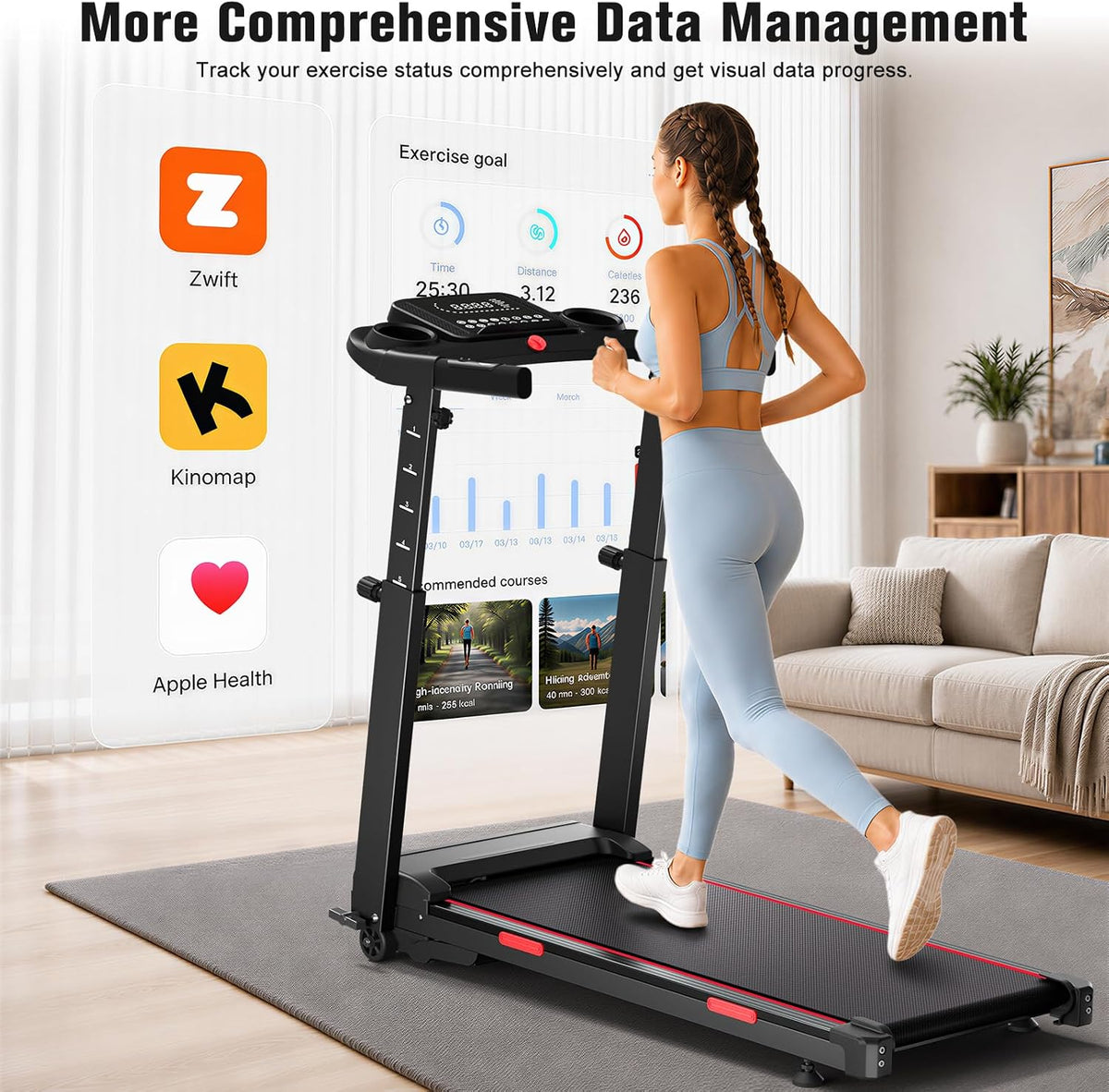 Treadmills for Home with 20% Auto Incline - Wide Belt, 8.7MPH Max Speed, 450LBS Capacity, 3.5HP Adjustable Height Handle Bars