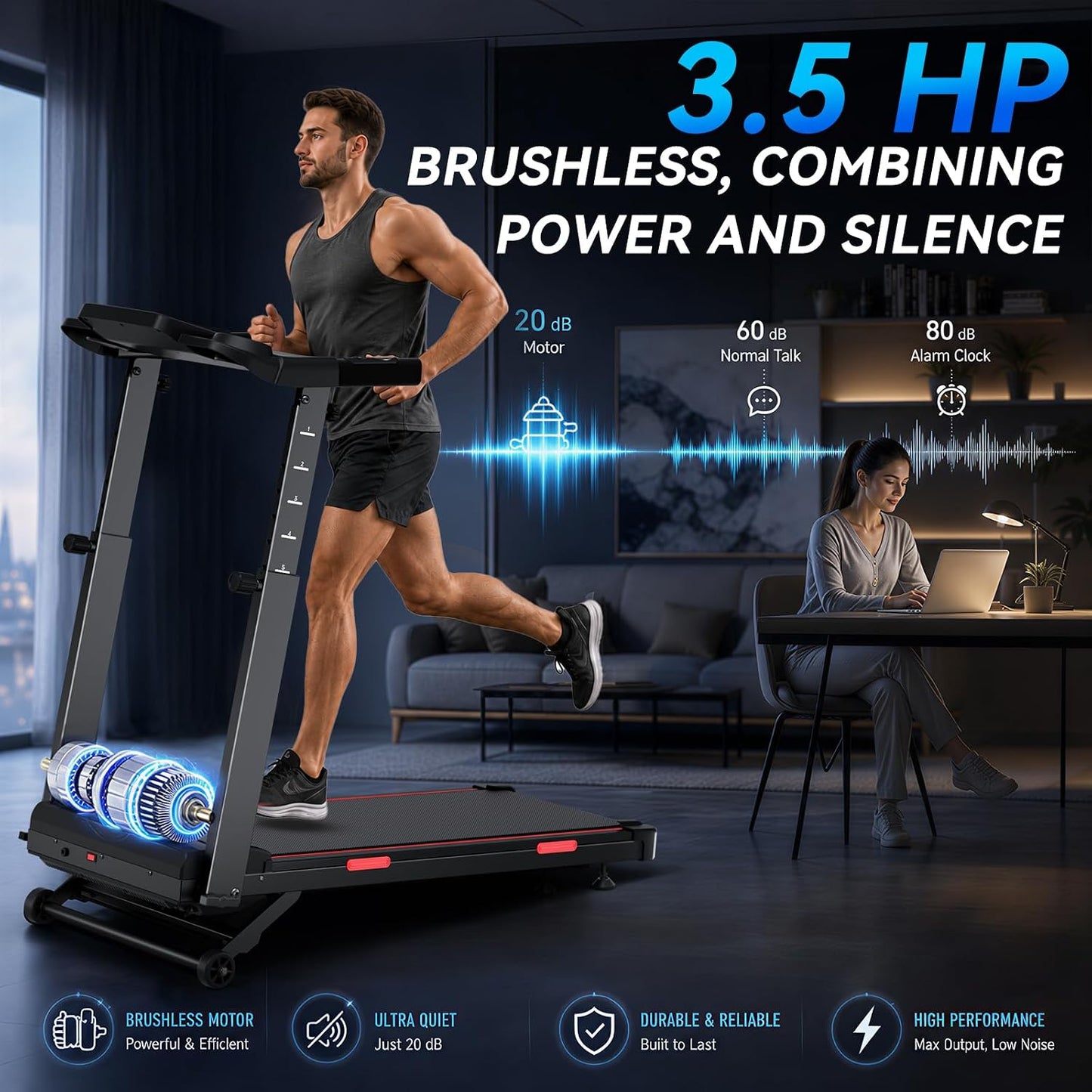 Treadmills for Home with 20% Auto Incline - Wide Belt, 8.7MPH Max Speed, 450LBS Capacity, 3.5HP Adjustable Height Handle Bars