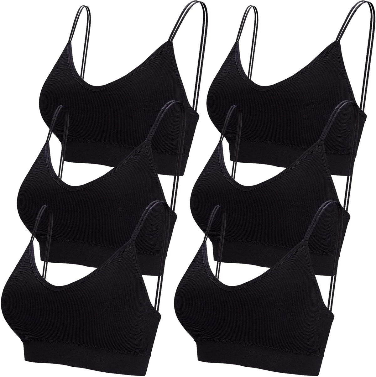 6 Pcs V Neck Bralettes for Women Padded Bralette with Straps Seamless Bra