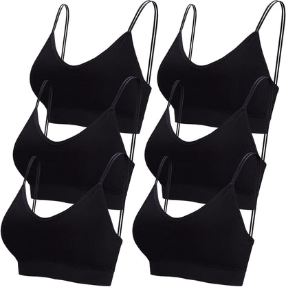 6 Pcs V Neck Bralettes for Women Padded Bralette with Straps Seamless Bra