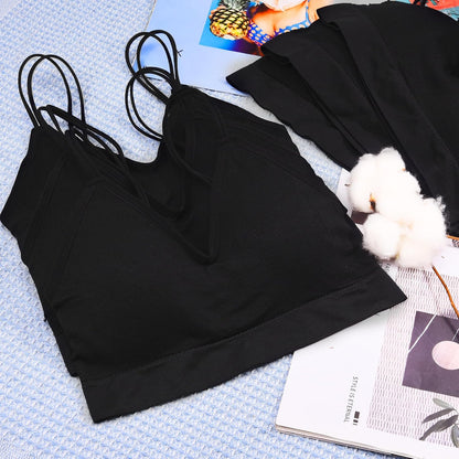 6 Pcs V Neck Bralettes for Women Padded Bralette with Straps Seamless Bra