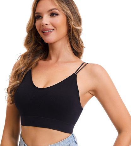 6 Pcs V Neck Bralettes for Women Padded Bralette with Straps Seamless Bra