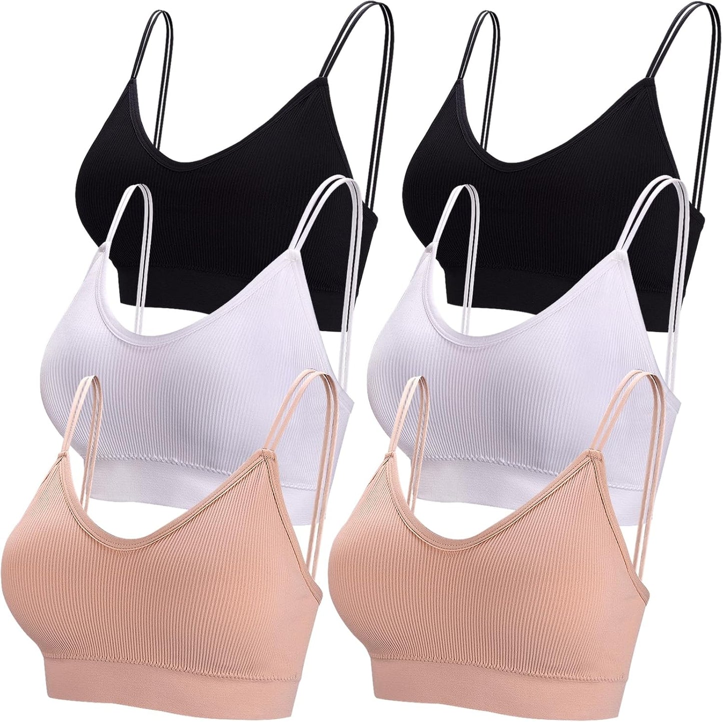 6 Pcs V Neck Bralettes for Women Padded Bralette with Straps Seamless Bra