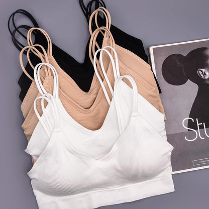 6 Pcs V Neck Bralettes for Women Padded Bralette with Straps Seamless Bra