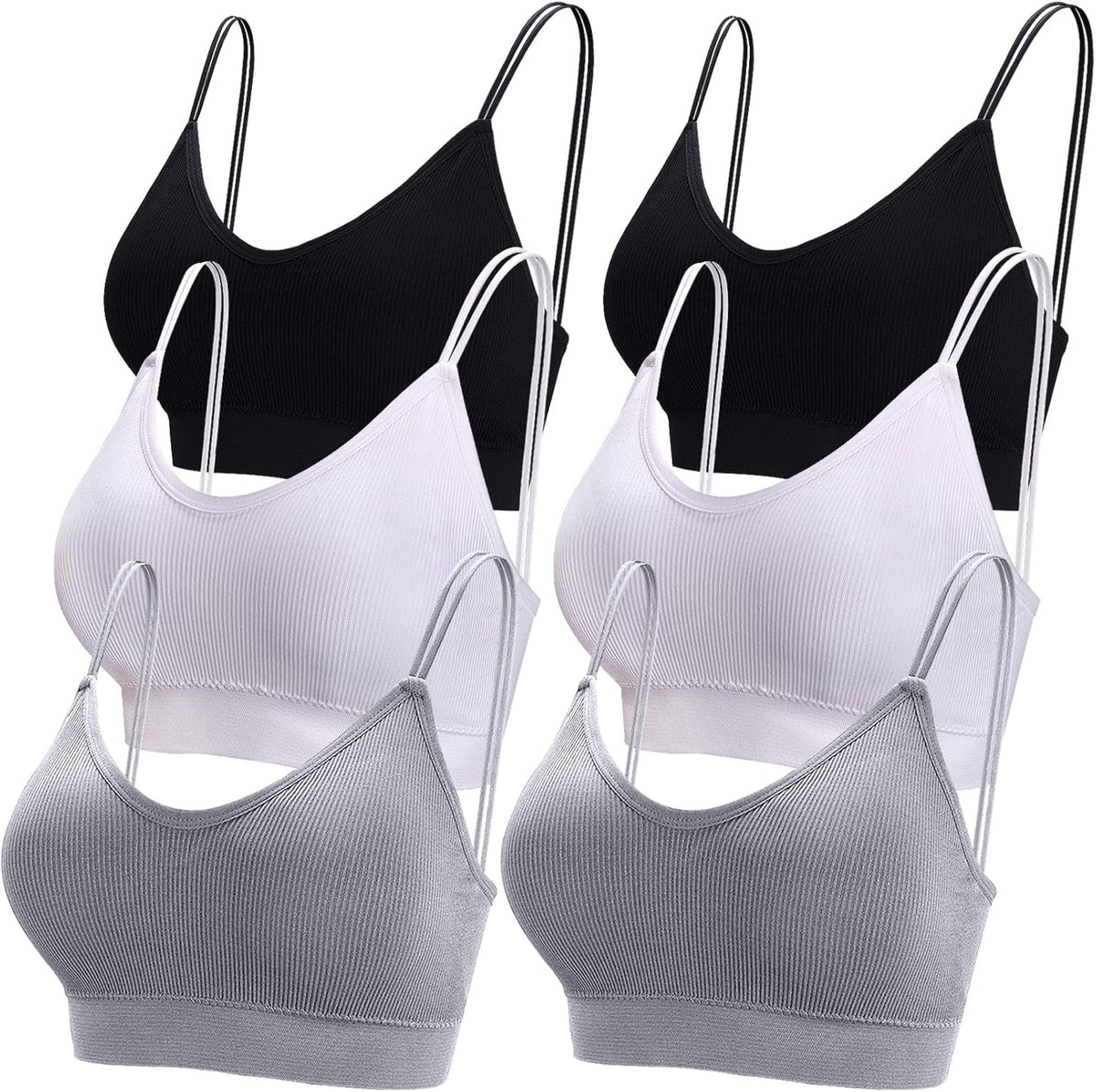 6 Pcs V Neck Bralettes for Women Padded Bralette with Straps Seamless Bra