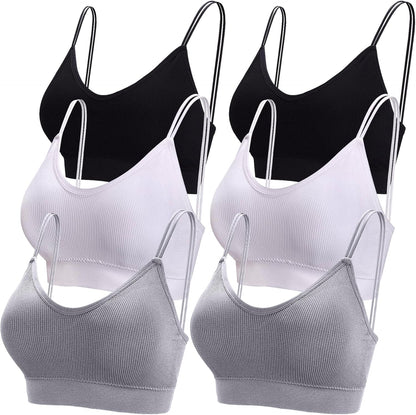 6 Pcs V Neck Bralettes for Women Padded Bralette with Straps Seamless Bra