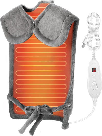 Heating Pad for Neck and Shoulders and Back, Electric Heating Pad for Back Pain Relife, 6 Heating Settings, UL Certified with Overheating Protection and Machine Washable, 26"x35", Blue