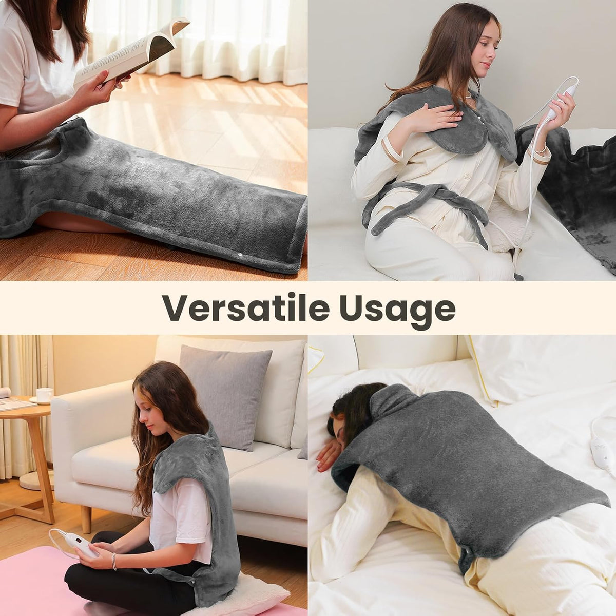 Heating Pad for Neck and Shoulders and Back, Electric Heating Pad for Back Pain Relife, 6 Heating Settings, UL Certified with Overheating Protection and Machine Washable, 26"x35", Blue