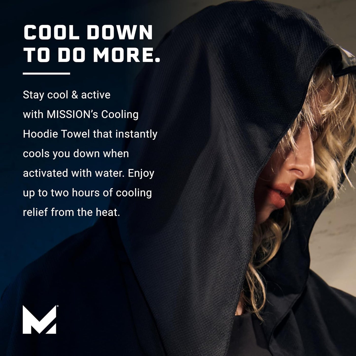 Cooling Hoodie Towel, Evaporative Cool Technology, Cools Instantly When Wet, UPF 50 Sun Protection, Contours Your Head to Stay in Place, Great for Sports, Fitness, Gym