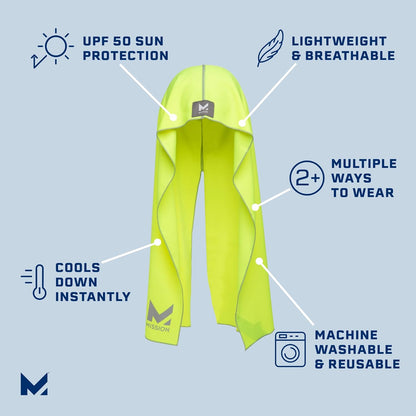 Cooling Hoodie Towel, Evaporative Cool Technology, Cools Instantly When Wet, UPF 50 Sun Protection, Contours Your Head to Stay in Place, Great for Sports, Fitness, Gym