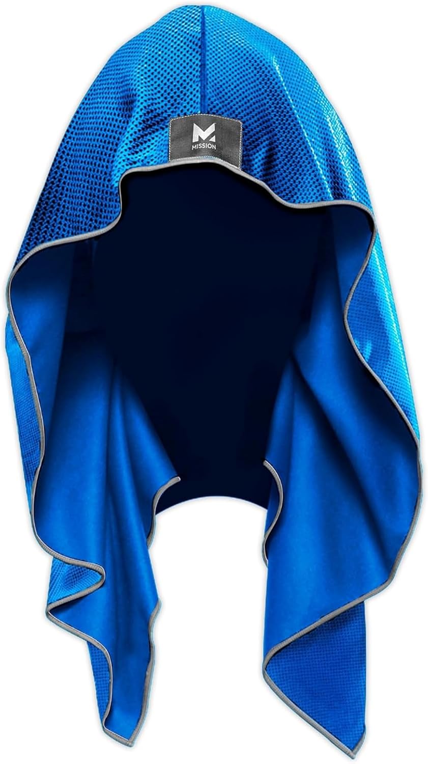 Cooling Hoodie Towel, Evaporative Cool Technology, Cools Instantly When Wet, UPF 50 Sun Protection, Contours Your Head to Stay in Place, Great for Sports, Fitness, Gym