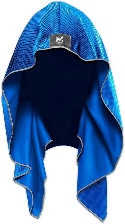Cooling Hoodie Towel, Evaporative Cool Technology, Cools Instantly When Wet, UPF 50 Sun Protection, Contours Your Head to Stay in Place, Great for Sports, Fitness, Gym