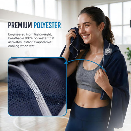 Cooling Hoodie Towel, Evaporative Cool Technology, Cools Instantly When Wet, UPF 50 Sun Protection, Contours Your Head to Stay in Place, Great for Sports, Fitness, Gym