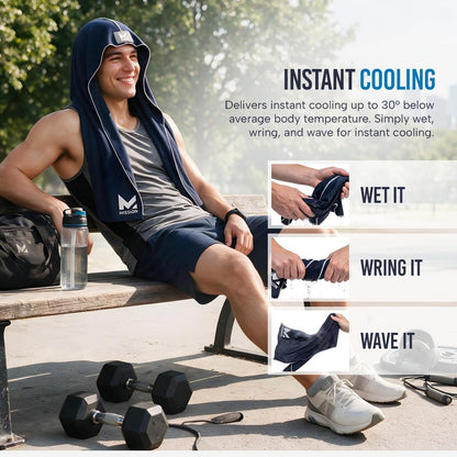 Cooling Hoodie Towel, Evaporative Cool Technology, Cools Instantly When Wet, UPF 50 Sun Protection, Contours Your Head to Stay in Place, Great for Sports, Fitness, Gym