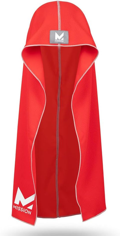 Cooling Hoodie Towel, Evaporative Cool Technology, Cools Instantly When Wet, UPF 50 Sun Protection, Contours Your Head to Stay in Place, Great for Sports, Fitness, Gym