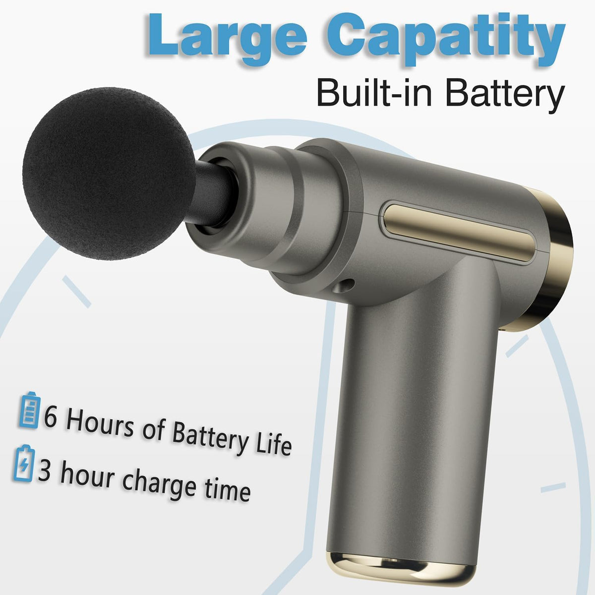 Mini Massage Gun, Deep Tissue Muscle Massager with 6 Speeds & 4 Heads, Super Quiet Handheld Percussion Massager for Pain Relief, Athletes, Office Workers & Parents, Portable Gift