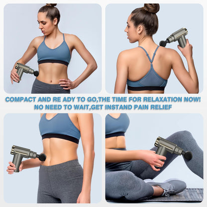 Mini Massage Gun, Deep Tissue Muscle Massager with 6 Speeds & 4 Heads, Super Quiet Handheld Percussion Massager for Pain Relief, Athletes, Office Workers & Parents, Portable Gift