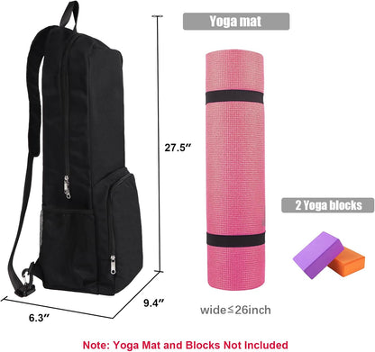 Yoga Mat Bag Carrier Side Mesh Zipper Pocket Exterior Wet Compartment Lightweight Waterproof Yoga Bag for Mat