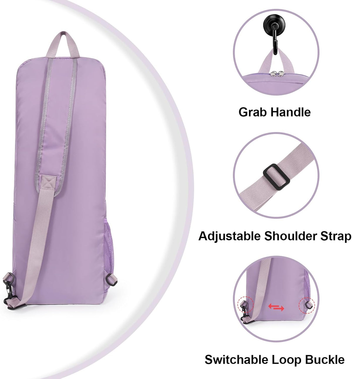 Yoga Mat Bag Carrier Side Mesh Zipper Pocket Exterior Wet Compartment Lightweight Waterproof Yoga Bag for Mat