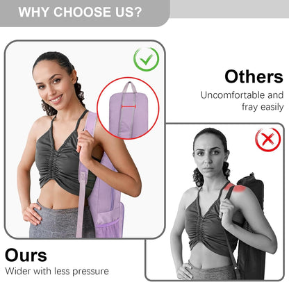 Yoga Mat Bag Carrier Side Mesh Zipper Pocket Exterior Wet Compartment Lightweight Waterproof Yoga Bag for Mat