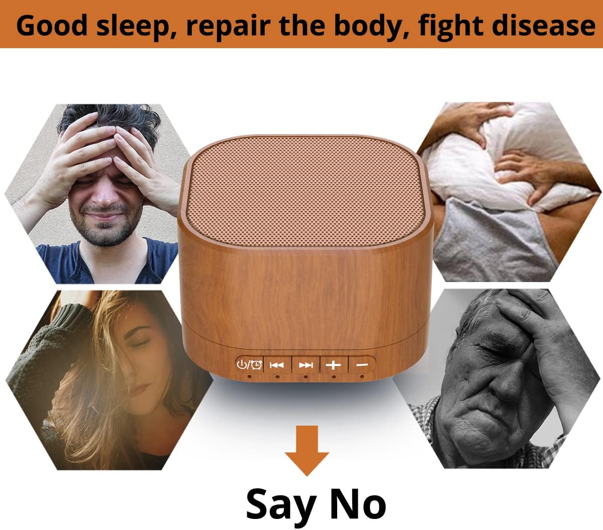 White Noise Machine plug-in Sound Machine with 20 Non Looping Natural Soothing Sounds and Memory Function Sleep Timer Sleep Machine with Sleep Therapy for Baby Kids Adults-New Wood Grain Added in 2025